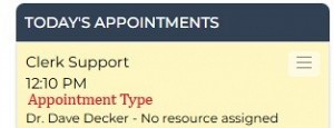 Practice Manager Tiles should show Appt Type